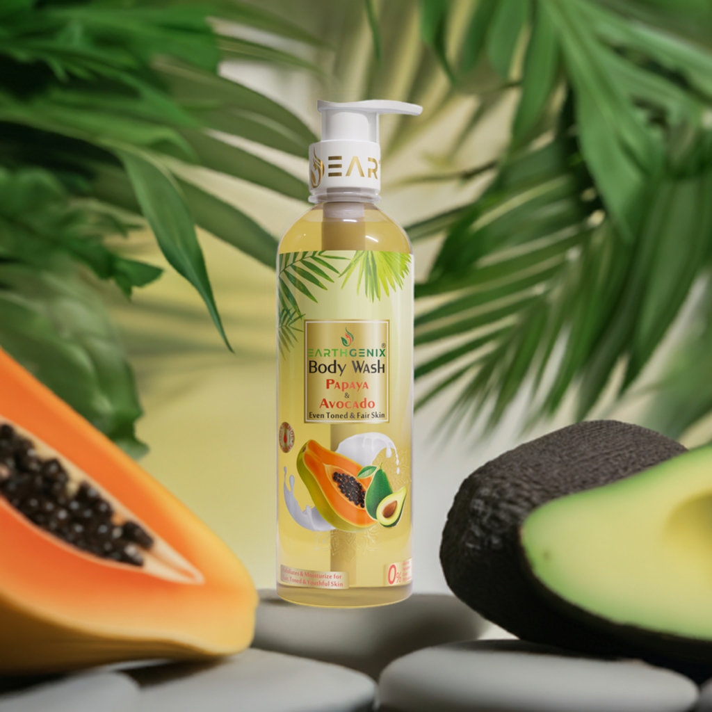 Papaya & Avocado Body Wash with Free Loofah | For Even Toned & Fair Skin | All Skin Types | For Men and Women