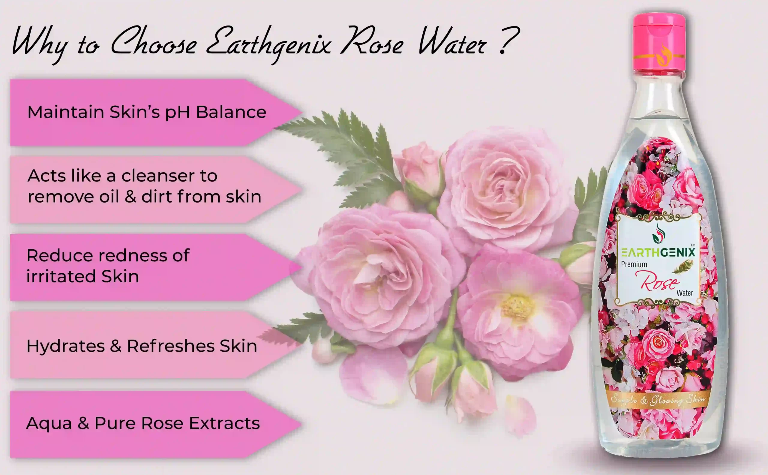 Earthgenix  Pure Glycerine + Natural Rose Extracts 100ml (Pack of 2), for  Soft, Supple & Radiant Skin